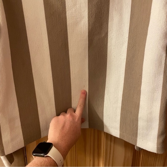 Club Monaco Striped Mockneck Top - White Khaki Vertical Stripes - size L - Picture 7 of 14